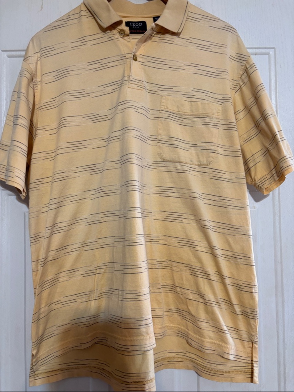 IZOD Men's Pale Yellow Short-Sleeve Polo with Subtle Stripe